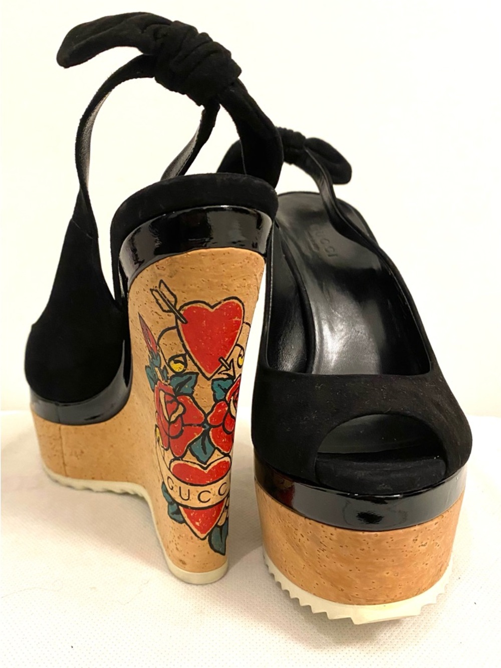 Vintage Gucci Platform Heels, tattoos heart collection; Never Been Used